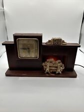 Vintage United Clock Corp. Fireplace Clock Model No. 420 Lights Up WORKS USA picture