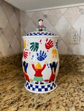 Vintage Save The Children Handprints Cookie Jar, Excellent Condition picture