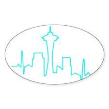 CafePress Seattle Heartbeat AQUA Sticker (Oval) (1192789357) picture