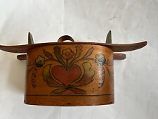 Vintage Norge Tine Bentwood Box Antique Norwegian Hand Painted Wooden Box picture