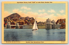 Lake Mead, Boulder Dam Recreational Area, Racing Yacht Antique, Vintage Postcard picture