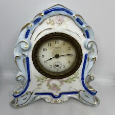 Antique New Haven Wind Up Clock, Porcelain Floral Case picture