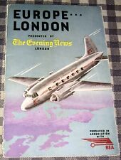 Vintage 1947 BEA British European Airways,Evening News London,Route Map,Promo  picture