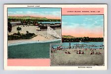 Winona MN-Minnesota, Tourist Camp, Beach, Latsch Island, Vintage Postcard picture