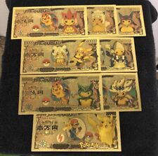 24k Gold Plated Pokémon Cosplay Pikachu Banknote Set Anime Collectible picture
