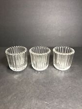 Vintage Ribbed Votive Candle Holders Clear Indiana Glass Co. 2.5”T EUC Set Of 3 picture