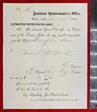 1864 CIVIL WAR ~CO. H, 27TH REG. IOWA INFANTRY~ AQM PAYMASTER DOCUMENT+NOTABLE picture