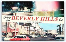 1950s BEVERLY HILLS CA STREET VIEW WHERE THE STARS RESIDE STORES POSTCARD P3053 picture