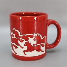 Vintage Waechtersbach Christmas Red Running Horses Germany Coffee Cup Mug picture