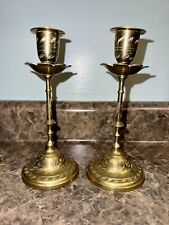 Pair Of Vintage Brass Candlestick Holders Made In India picture