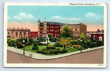 Orangeburg South Carolina SC Memorial Plaza White Border Postcard c.1920 picture