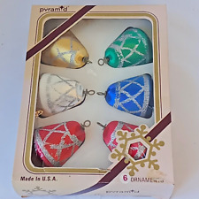 Set of 6 Vintage Rauch Pyramid Christmas Tree Ornaments Satin Sheen Bells IOB picture