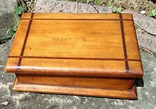 Antique Maple Wood Box with Walnut Inlaid Jewelry Box Trinket Box picture