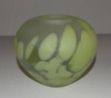 Tarnowiec Polish Hand Blown Studio Art Glass Vase Semi Opaque Frosted Lime Green picture
