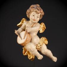 Angel Sculpture | Italian Wooden Cherub Statue | Wood Vintage Figure | 6.7