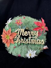 Rare Vintage Tulle Christmas Wreath, Merry Christmas 1950s, Ornaments picture