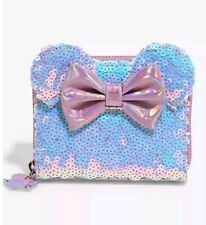 Loungefly Disney Minnie Mouse Ears Holographic Sequined Small Zip Wallet- NWT picture