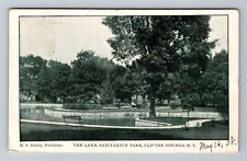 Clifton Springs NY-New York, The Lake, Sanitarium Park Vintage Souvenir Postcard picture