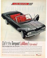 1961 PONTIAC Tempest Le Mans Black Convertible Red Interior VINTAGE Print Ad picture