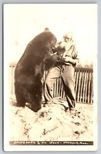 Spikehorn and His Bear Harrison Michigan MI c1940 Real Photo RPPC picture