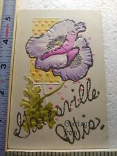 Postcard Embossed Flower Print Greetings from Galesville Wisconsin picture