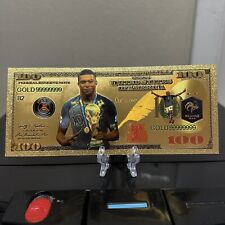 24k Gold Foil Plated Kylian Mbappé Lottin Banknote Soccer Collectible picture