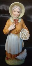 Homco Figurines Porcelain Old Woman Farmer Chicken # 1426 Large 8