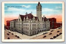 c1937 Post Office In Milwaukee WI Msg Talks About Collecting VINTAGE Postcard picture