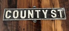 Vintage Cast Iron Street Sign COUNTY ST Metal picture