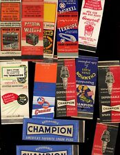 13 MATCHBOOK COVER  ADVERTISING CAR  BATTERY BEARING SPARK PLUGS etc picture