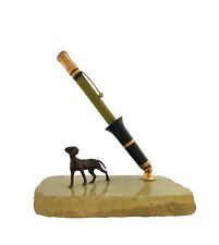 Dog Figurine on Onyx Base Vintage Pen Holder Office Decor picture