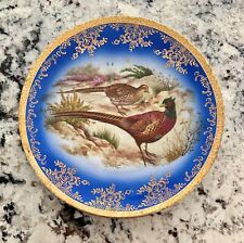 Vintage STW Bavaria Germany Game Plate with Pheasants - Gold Gild on Cobalt Blue picture