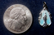 Vintage Miraculous Medal Sterling Silver Blue Enamel picture