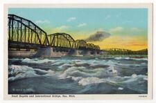 Soo Michigan c1940's International Railroad Bridge, Sault River rapids picture