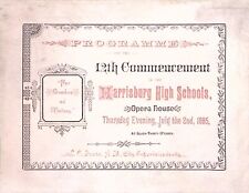 Rare Harrisburg High School 1885 12th Commencement Program Antique picture