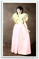 c1940's Pretty Girl Dress Studio Portrait RPPC Photo Unposted Vintage Postcard picture