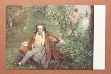 Antique postcard 1910s BEETHOVEN great composer reflections. Curious.  picture