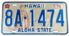 Vintage Hawaii 1976 License Plate Auto Man Cave Garage Pub Wall Decor Collector picture