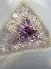 Large, Thick Blue Gray Agate Slice with Druzy Purple Amethyst Cluster Trivet  picture