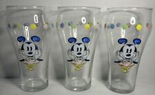 Disney Mickey Mouse Ice Cream Float Soda Drinking Glass Made USA Set 3 Vintage picture
