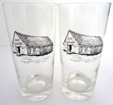 MOORMAN'S FEED 1885 SET OF TWO DRINK GLASS VINTAGE COLLECTIBLE RUSTIC FARM BARN picture
