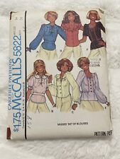 1977 McCalls 5822 Sewing Patterns Multiple Blouses Sz 14 Bust 36 picture