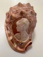 Vintage Italian Conch Sea Shell Cameo Hand Sculpted Woman 5