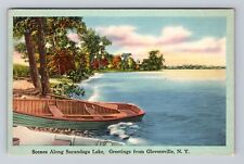 Gloversville NY-New York, Scenic View Sacandaga Lake, Vintage c1948 Postcard picture