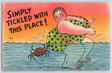 Simply Tickled w/ This Place Humor Funny Postcard Vintage Posted pc565 picture