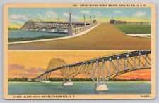 Postcard Grand Island North & South Bridges Niagara & Tonawanda, New York VTG picture
