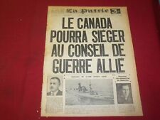 1942 JANUARY 27 LA PATRIE NEWSPAPER -LE CANADA POURRA SIEGER AU CONSEIL- FR 1852 picture