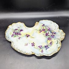 Antique J&P Limoges Porcelain Dresser Vanity Tray Hand Painted Violets Flower  picture