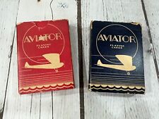 Vintage AVIATOR Playing Cards Linen Finish Red & Blue Pack No. 914 USA Good picture
