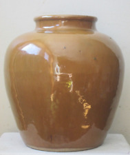 Antique Signed CHINESE Republic TEA DUST Straw Glaze MONOCHROME Pottery VASE picture